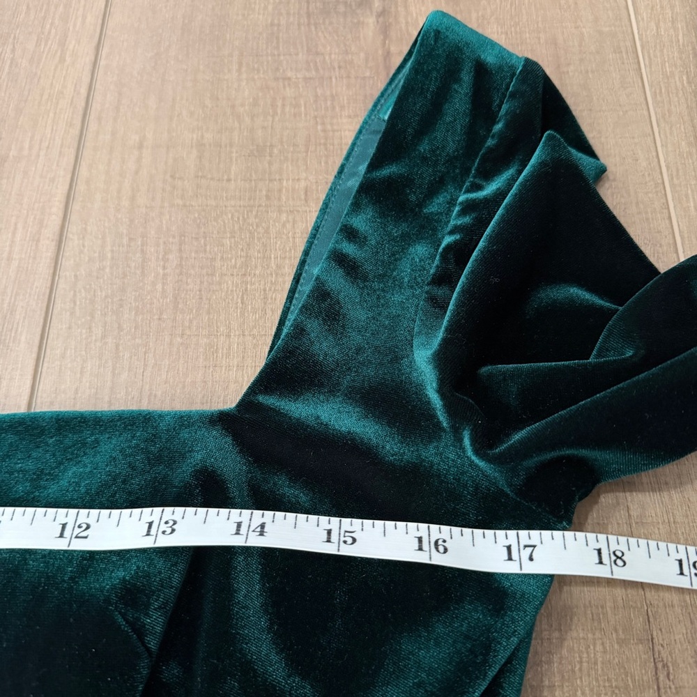 JENNY YOO Rachel Velvet Emerald Green SquareNeck Dress Gown 35" Bust Prom Bridal - Picture 10 of 16